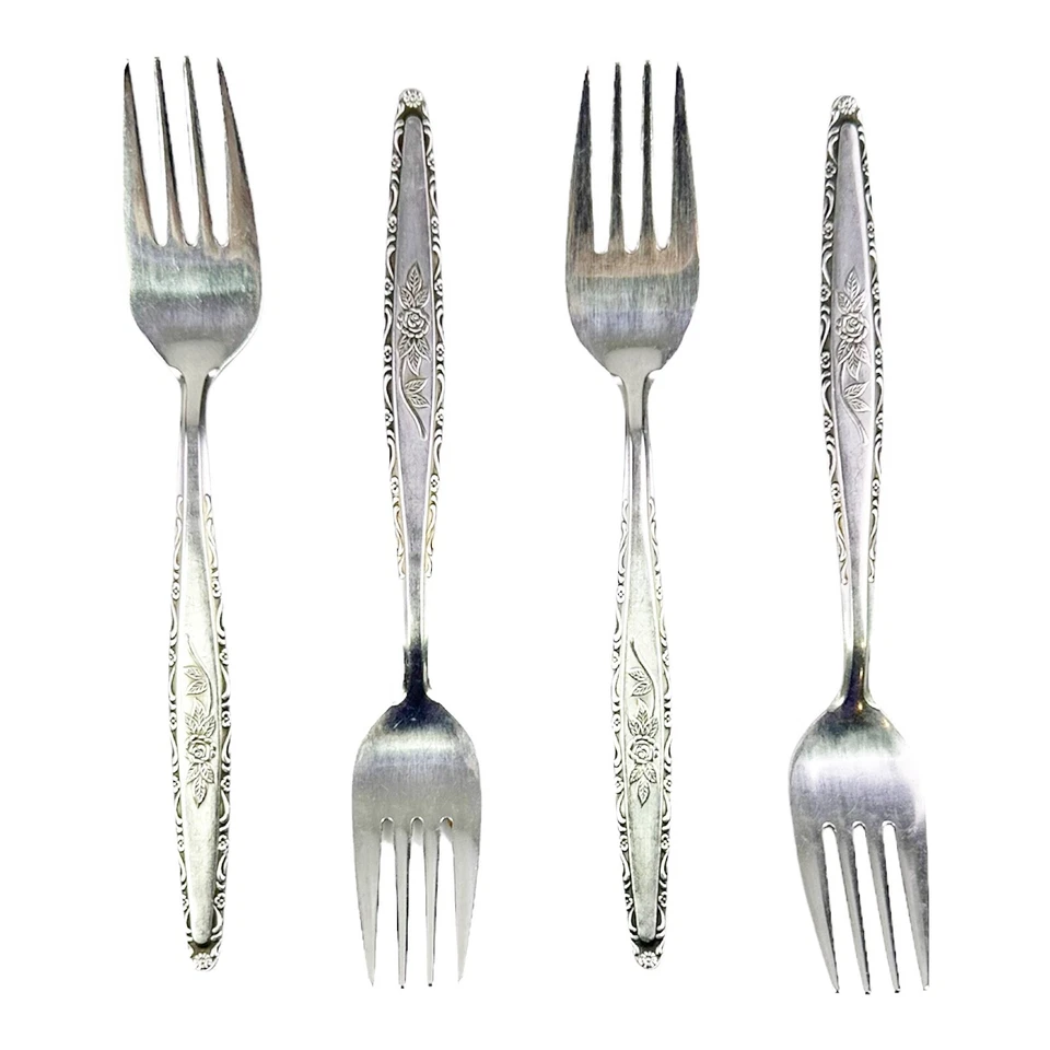 Lote de 4 tenedores de postre para ensaladas Stylecraft SYF2 acero inoxidable Japón T&N satinado negro rosa Foto 2 de 4