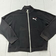 Vintage Puma Black Track Training Jacket Full Zip Front Pockets Mens Size Medium