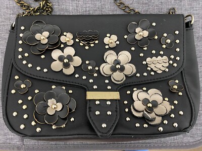 Stradivarius Floral Gothic Black Chain Shoulder Bag