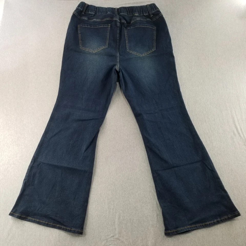 Pantalones de mezclilla Bloom Chic para mujer talla 18 azul oscuro lavado cómodo cintura tirar bootcut Foto 4 de 4