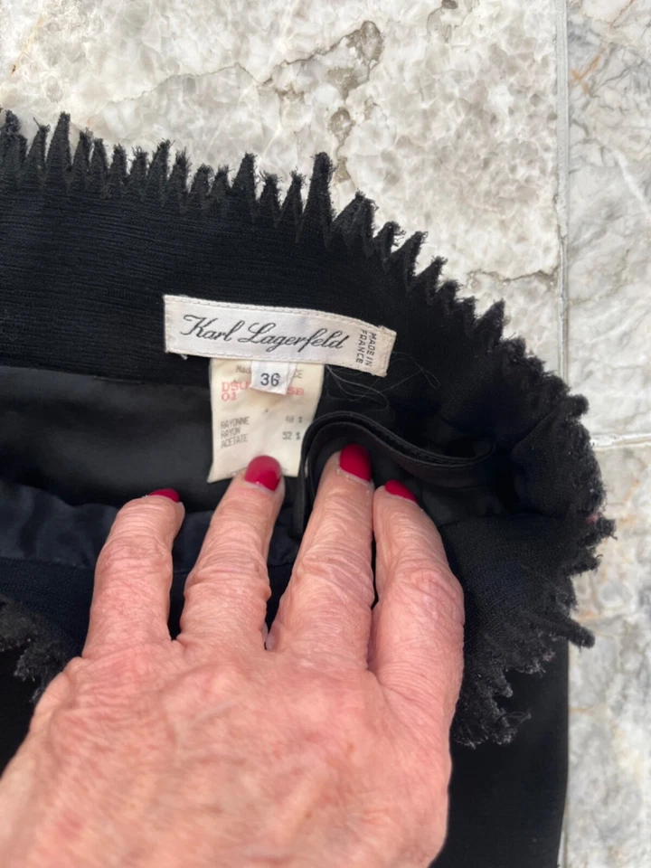 Karl Lagerfeld Falda Larga Negra Vintage Hecha en Francia Talla 0 Foto 4 de 4