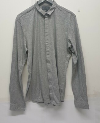 `Reserved Herren Slim Fit Grau Jersey Hemd Größe EU 42 /UK 16,5cm
