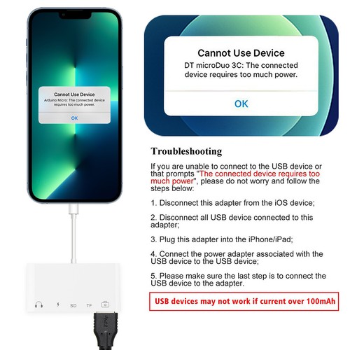 For iPhone iOS14+ Transfer Pics,Videos,Word,Excel,PDF USB Adapter with Charging - Picture 5 of 9