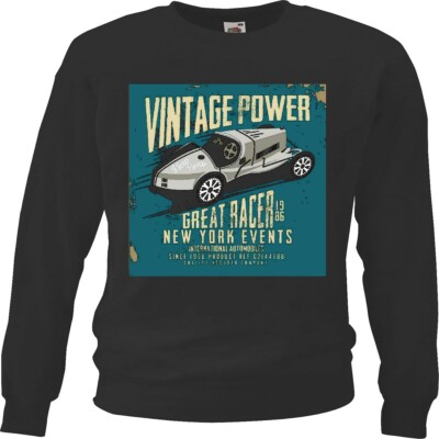 Sweatshirt VINTAGE POWER GREAT RACER NEW YORK EVENTS ROAD CLASSICS HOT ROD V8 US