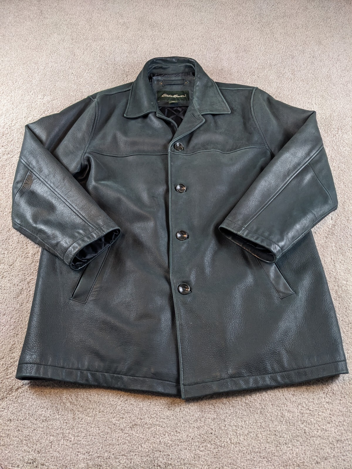 Vintage Eddie Bauer Leather Jacket Men's Large Dark G… Gem