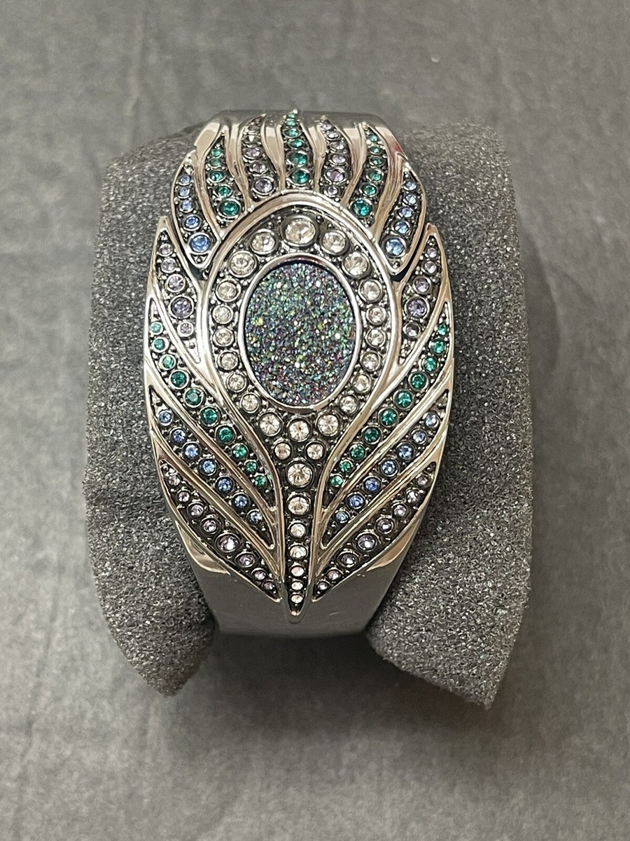 Victoria Wieck Peacock Feather Crystals Druzy Cuff Bracelet  display picture 2
