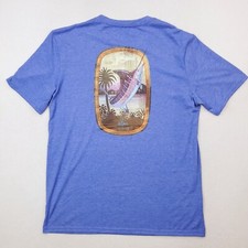 Guy Harvey Shirt Mens Large Blue Marlin Fishing Outdoor Nautical Sunset Tropical