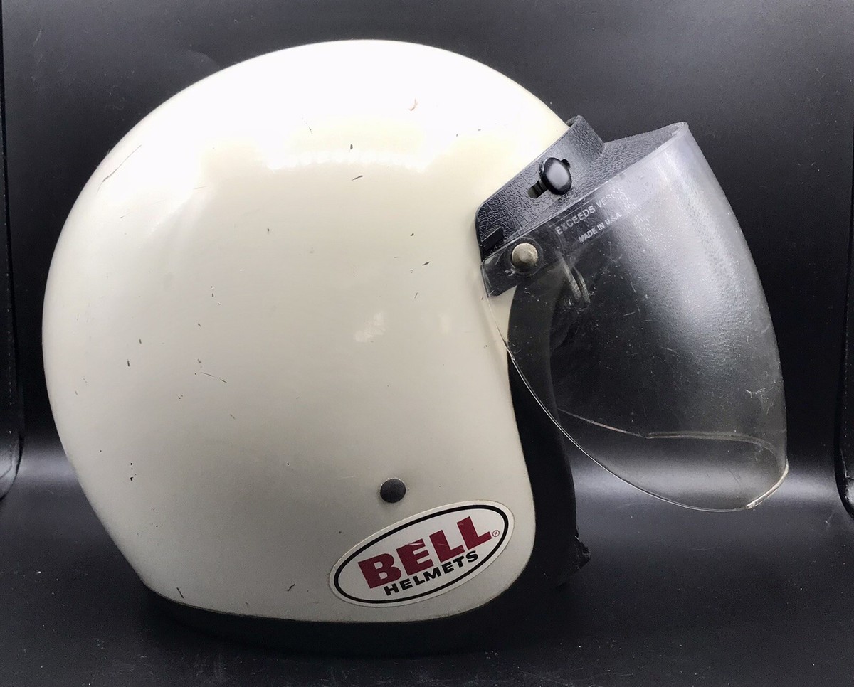 Bell RT Racing Helmet - White - 1976 - Size 7 1/8 - With Face Shield