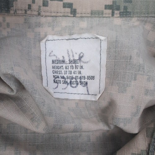 ACU Shirt/Coat Small Short USGI Digital Camo Cotton/Nylon Ripstop Army Combat - Picture 10 of 10