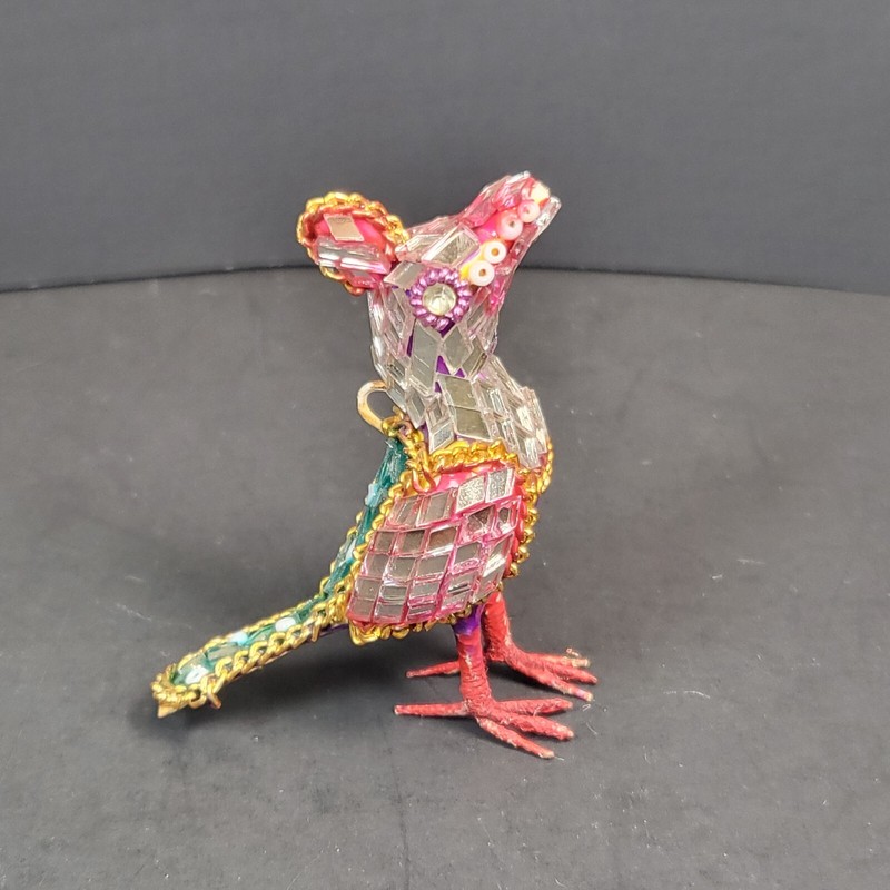 Small Vintage Mosaic Bird Ornament Glass Mirror Mosaic Christmas Decor