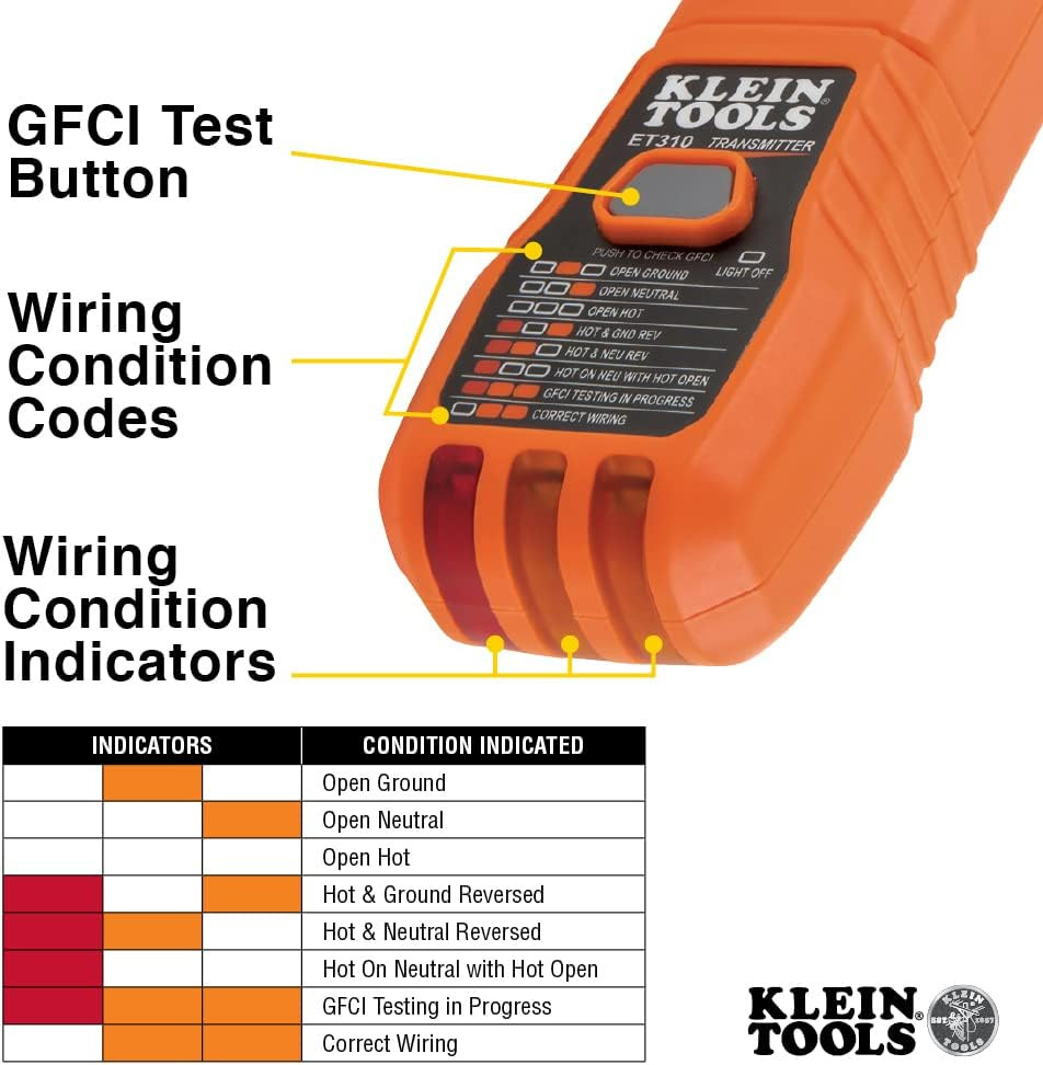 Klein Tools ET310 AC Circuit Breaker Finder with Integrated GFCI Outlet Tester