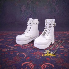 1/4 1/3 BJD Doll Shoes Military Short Boots Buckle Cross Chains 3 Colors