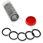 20 AirTite 32mm Black Ring 1oz Gold Eagle Coin Holders & Red Plug Capsule Tube
