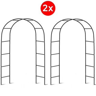 2X 2.4M Garden Arch Trellis Arched Metal Tubular Frame Climbing Plant Archway
