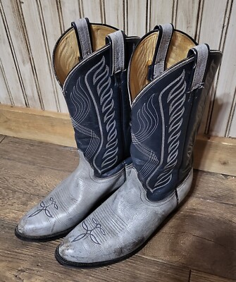 Vtg. Mens Tony Lama Gray/Blue 8056 Western Boots 9D | eBay