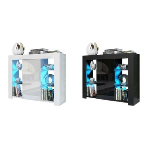 Modern High Gloss Storage Sideboards Display Cabinets Cupboard with LED Lights White+Black UK Stock Modern High Gloss Storage Sideboards Display Cabinets Cupboard with LED Lights White+Black UK Stock