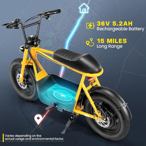 Peak 1200W Electric Scooter w/ Seat,16" Fat Tire Electric Motorcycle Commuting - Picture 126 of 133