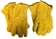 Lined Split Cowhide Leather Gloves Driving Construction Farming LARGE 2 Pack