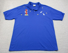 Vintage Print Ons Bowling Polo Shirt Mens Large Strike Embroidered Dad Casual