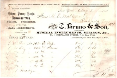 C. Bruno & Son, NY Musical Instr. Strings etc / H. E. Walters & Co.,  8/8/1881