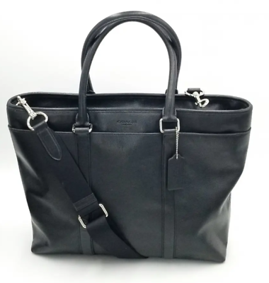 Coach LARGE F54758 Black Perry Leather Tote/Laptop Bag w/Zip Coach LARGE F54758 Black Perry Leather Tote/Laptop Bag w/Zip