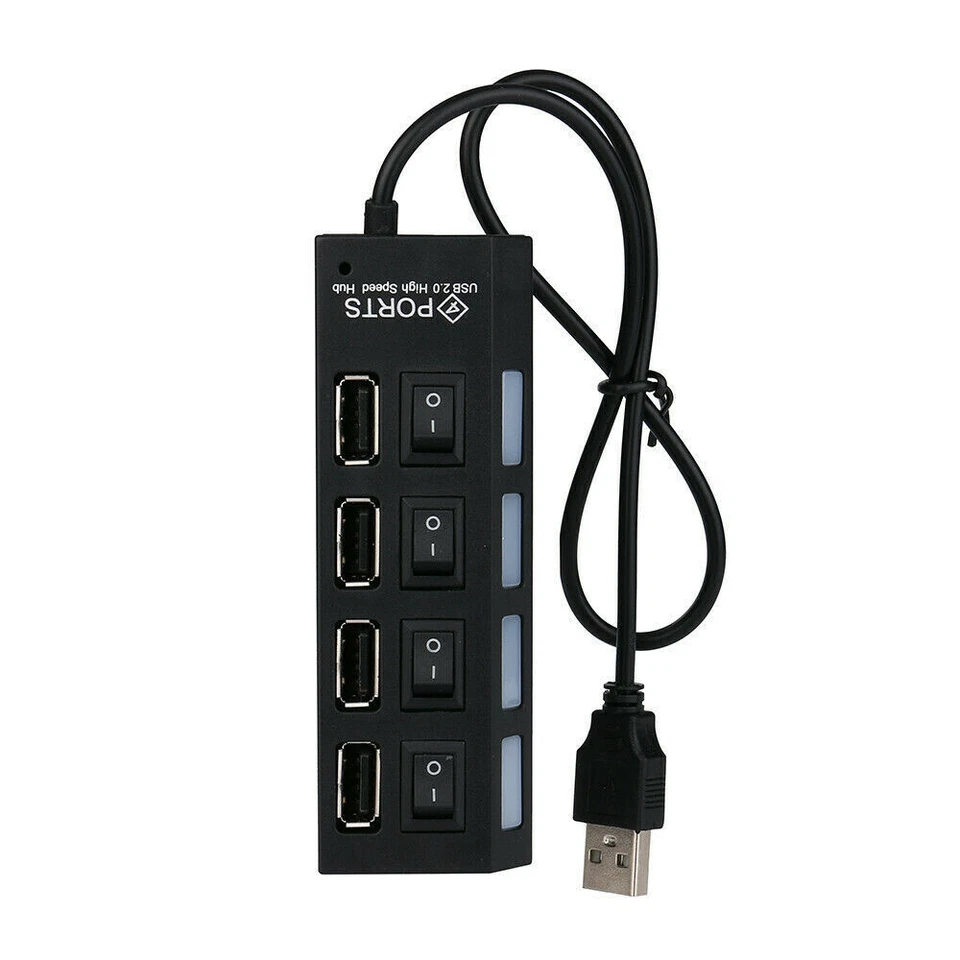 4 Port USB 2.0 Multi Hub Splitter High Speed ON/OFF Switch for Desktop Laptop PC - Image 3 of 4