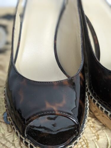 Stuart Weitzman Black Brown Open Toe Wedge Sandals Size UK 3 - Picture 6 of 14