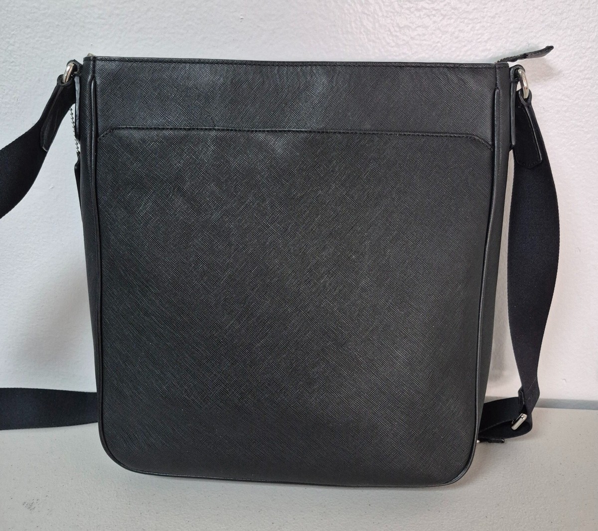 Auth COACH #F71286 Black Saffiano Leather Lexington File Crossbody