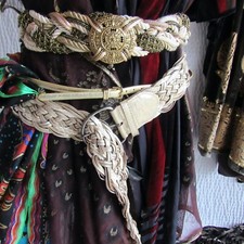 Skinny GOLD Leather Belt Cinch Waist Bohemian Boho Adjust Banana Republic S 28