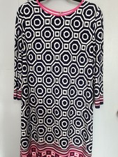 ELIZA J Multicolor Crew Neck 3/4 Sleeve Shift Dress Women 16