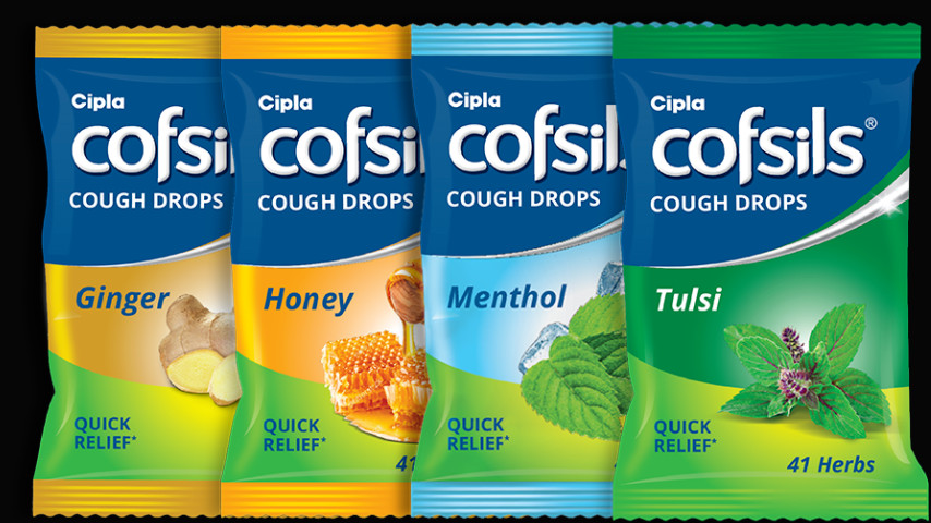 Gotas para la tos Cipla Cofsils - (miel, mentol, jengibre, tulsi) - 220 pastillas