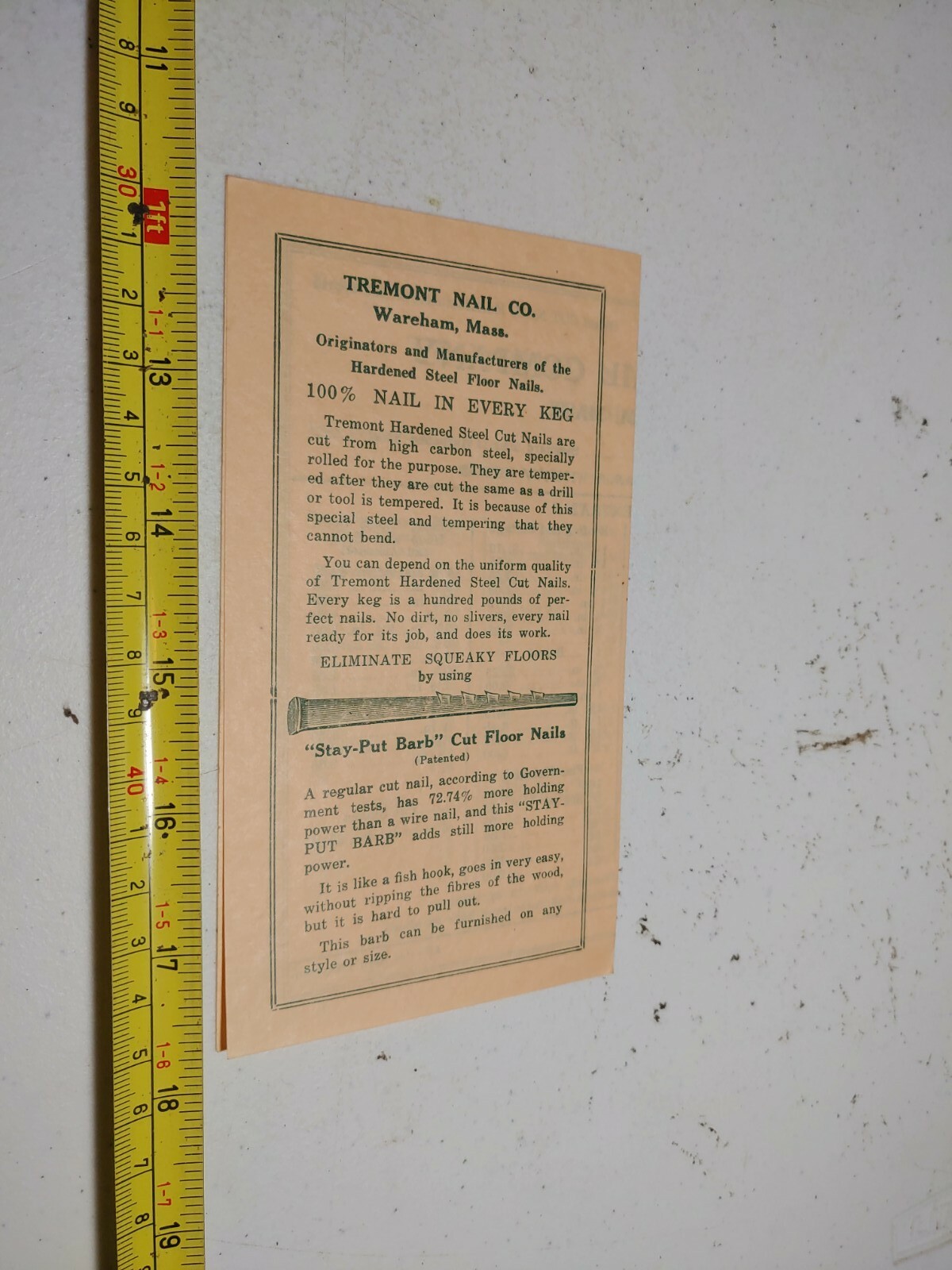 Vtg 1937 Tremont Nail Co Wareham MA Armco Iron Cut Nails Advertising Brochure