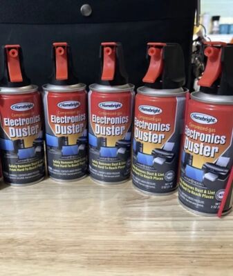 Electronic Air Duster Cans  5 Pack  2 Oz Cans Hard 2 Reach Dust Compressed Gas