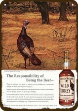1969 WILD TURKEY WHISKEY & Davies Art Vintage Look DECORATIVE REPLICA METAL SIGN