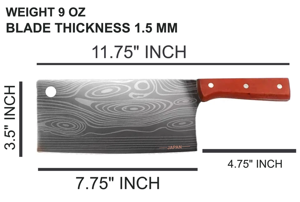 Cuchillo de cocina asiático de acero inoxidable carnicero chef damasco cuchillo picar carne Foto 2 de 2