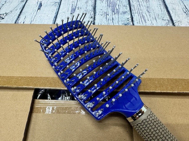 Pacote com 10 pincéis de mensagem ventilados curvos desembaraçados azuis para revendedor - Imagem 2 de 4