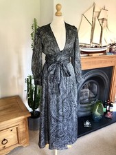 Zara Black Paisley Printed Crossover Long Maxi Wrap Dress XS UK8 New 
