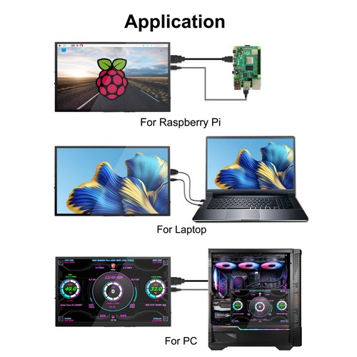 Touchscreen 10.1" 16:9 Portable Monitor IPS 1280*600 Raspberry Pi Second Monitor - Picture 7 of 10