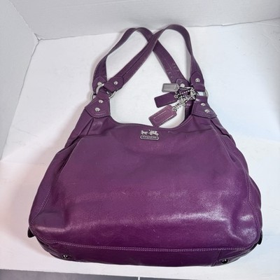 バッグ Vintage COACH Madison Maggie Bag purple COACH Madison Maggie purple Leather Hobo Shoulder Bag Logo