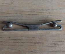 Midcentury Silver Tone Tie Bar Collar Bar Collar Clip or Pin Round End