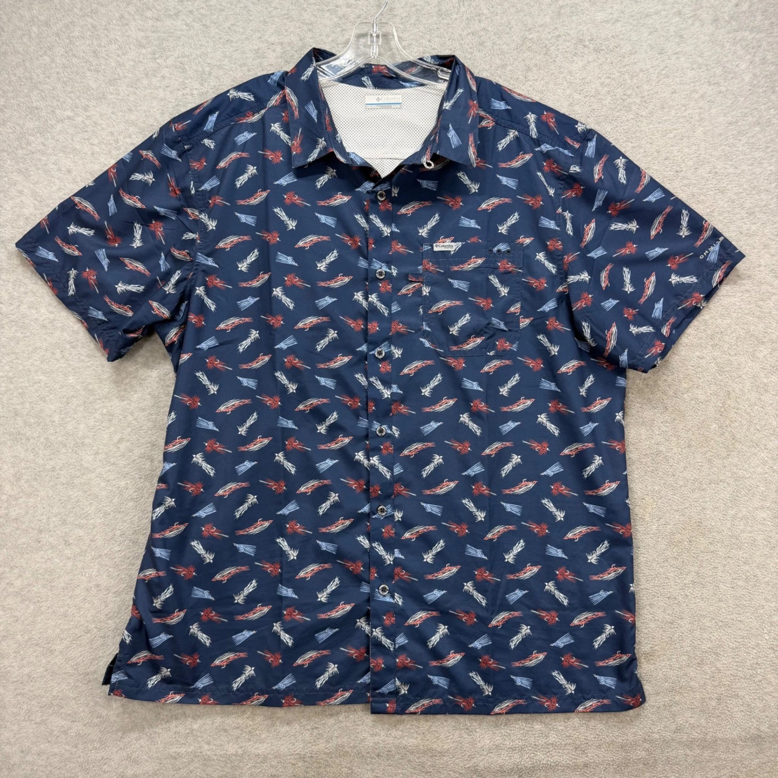 Columbia PFG Fishing Shirt Men XL Blue Fly Lure Tackle Angler Guide Short Sleeve
Opens in a new wind