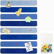 8 Pcs Blue Felt Pin Board Bar Strips Bulletin Board  Self-Adhesive Bulletin Boar