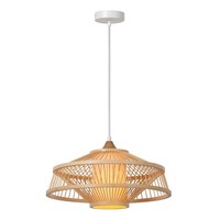 Pendelleuchte Bambus Weiß HöHenverstellbar Ø40 Cm E27 HäNgelampe Esszimmer