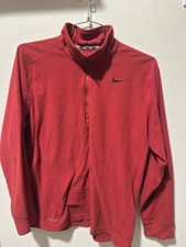 Nike Therma-FIT Red Fleece 1/4 Zip Pullover Men's Size L Mock Neck Long Sleeve