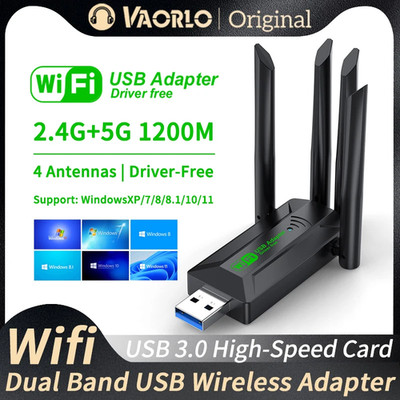 1200Mbps USB WiFi Adapter Dual Band 2.4/5G Wireless Network Wifi Dongle Antennas