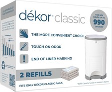 Dekor Classic Diaper Pail Refill 2 Pack Holds Up to 990 Diapers