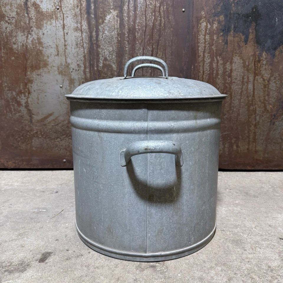 Alter Zink Topf großer Einwecktopf Kochtopf Zinktopf Einkochtopf / H32 D36,5 cm - Bild 3 von 4