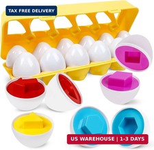 Montessori Geometric Eggs,12 pcs Set Color & Shape Egg Puzzle Toys Matching Eggs