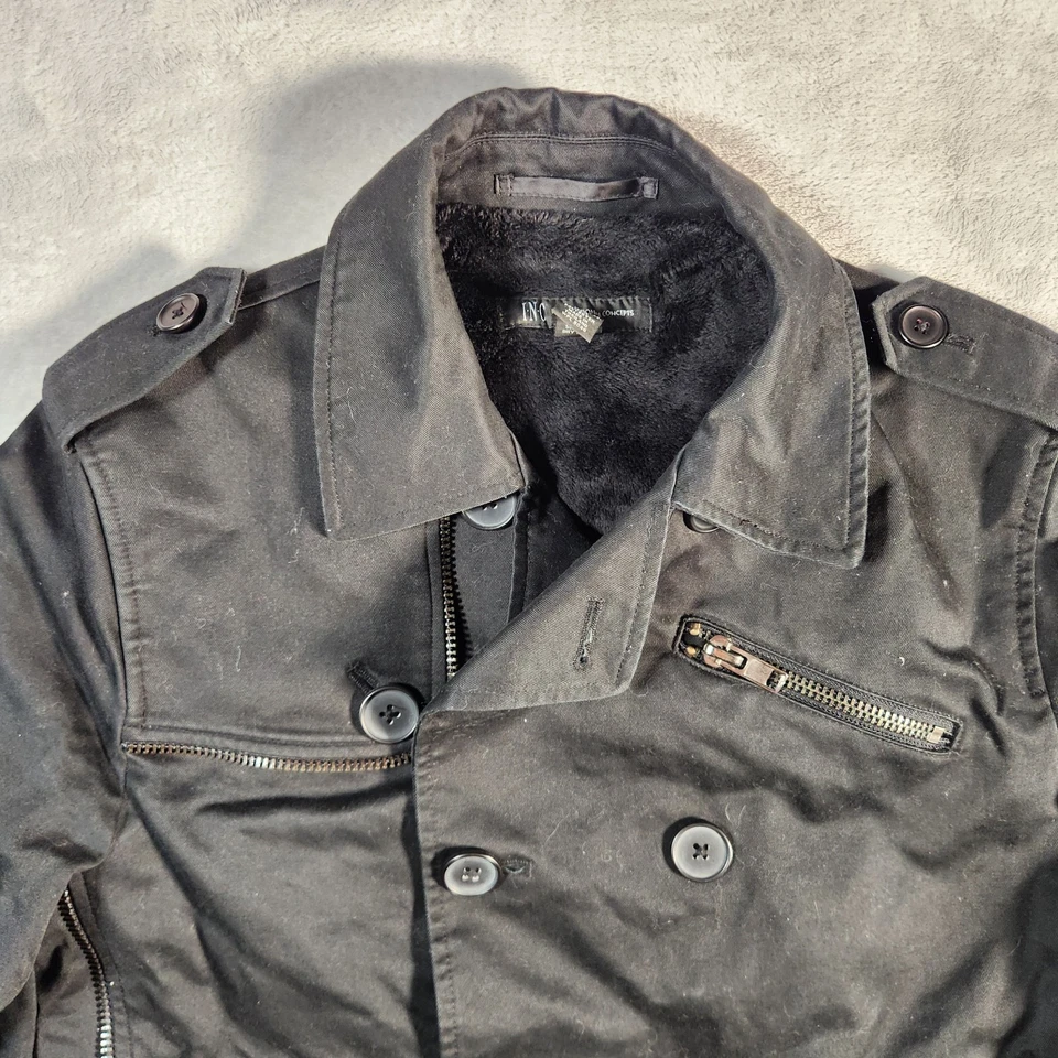 Jaqueta INC Masculina Pequena Preta Motocicleta Militar Preta Operações Peito Duplo - Imagem 4 de 4