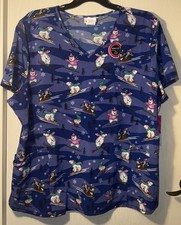 NWT ScrubStar Premium Scrubwear Christmas Polar Bear Scrub Top Shirt Size 3XL